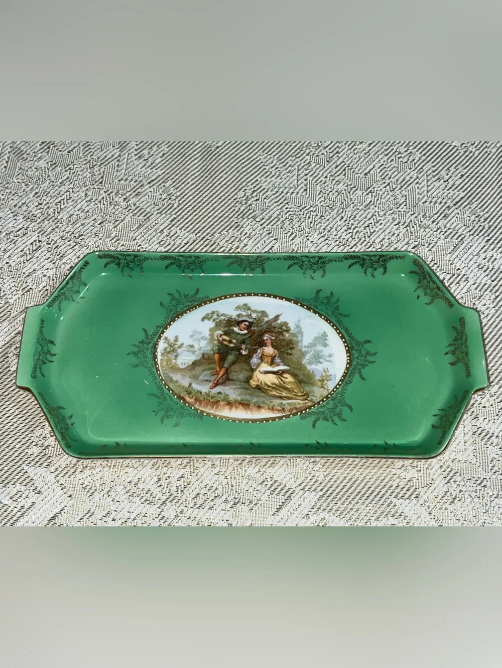 1920s Antique Thuringian Germany Porcelain Vanity Tray, Mold No. 611